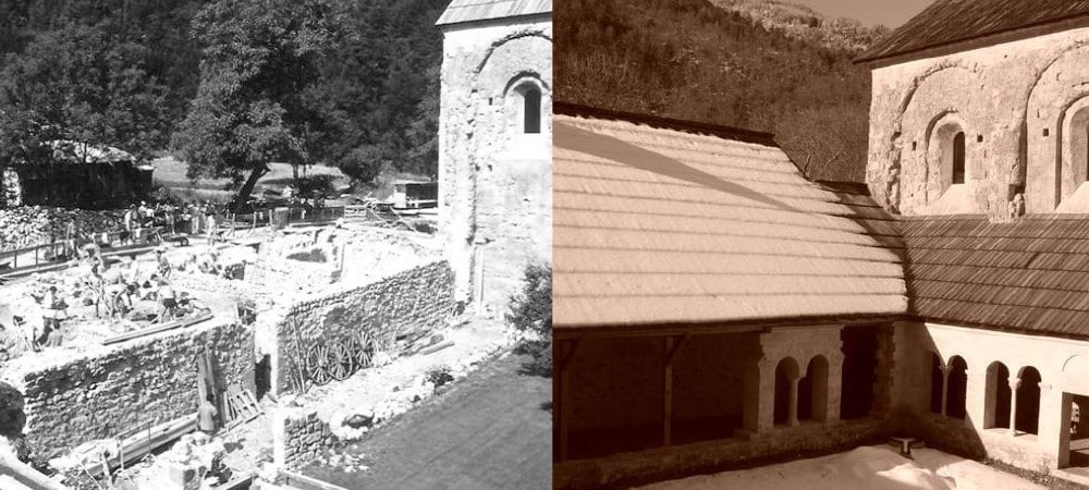 Aile des officiers à l'abbaye de Boscodon avant-après restauration