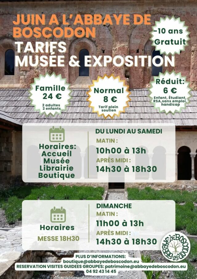 HORAIRES : Durant le mois de juin, l'abbaye est ouverte jusqu'à 18h30 tous les jours !