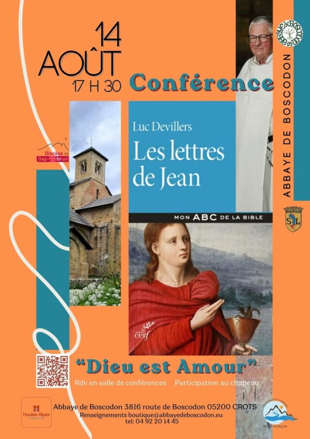 CONFERENCE "Dieu est amour", d'après Les lettres de Jean.
Par Luc Devillers, frère dominicain.