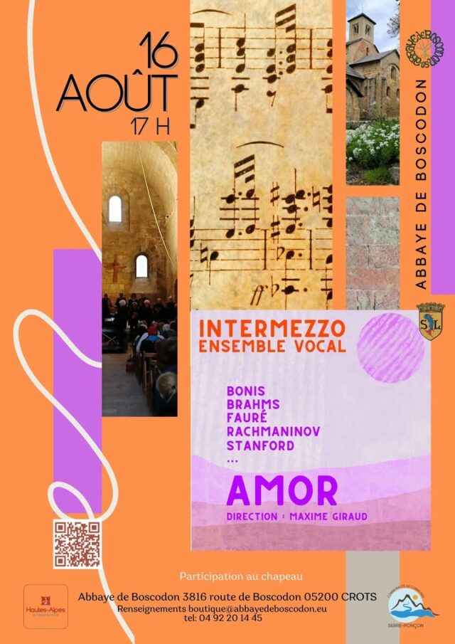 A VOS AGENDAS 🎼 

INTERMEZZO vous propose un programme intégralement a cappella autour de l'amour : l'amour dans la spiritualité, l'amour chanté par les poètes et enfin, l'amour dans la culture folklorique. Des joyaux de l'art choral sont mêlés à des perles moins connues, pour tenter d'ouvrir nos oreilles aux doux sons du cœur.

Depuis septembre 1983, l'ENSEMBLE VOCAL INTERMEZZO regroupe une vingtaine de choristes, amateurs de très bon niveau ou jeunes professionnels, intéressés par un travail musical et vocal
rigoureux, et toujours désireux d’explorer des répertoires divers, connus, « oubliés » ou contemporains, de la Renaissance à aujourd’hui.
Depuis octobre 2024, l’Ensemble vocal Intermezzo est dirigé par Maxime Giraud.

Flûtiste de formation, diplômé des Masters d’écriture et de flûte traversière au CNSMDP, MAXIME GIRAUD S’est très tôt intéressé à la direction de chœur.
Formé auprès de Marc Korovitch à Paris, il a participé ou assisté à de nombreuses master-classes qui lui ont permis de bénéficier des conseils de Christophe Grapperon, Grete Pedersen, Nicole Corti, Justin Doyle... Soucieux d’élargir sa connaissance de la voix, il a Notamment suivi l’enseignement d’Elsa Maurus.
Chef du chœur d’adultes au Conservatoire de Vincennes depuis 2020, il tient à mettre en valeur la richesse du répertoire choral. Il a également été assistant de nombreux chefs tels que Christine Morel (CNJ) et Léo Margue (2e2m) et a préparé des chœurs pour des productions avec orchestre.
Attaché à la transmission et titulaire du DE, il travaille régulièrement auprès des jeunes et des chorales amateurs.